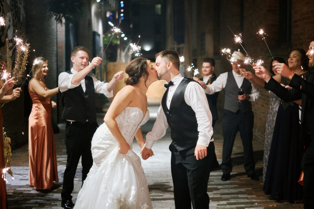 The Bride and Groom sparkler exit during the 101 Seattle wedding.