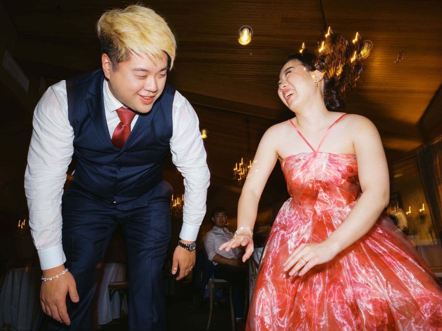 The Edgewater Hotel Wedding | Candid Seattle Wedding Photography for Amy & Mike 38 Bride and Groom laughing together on the dance floor